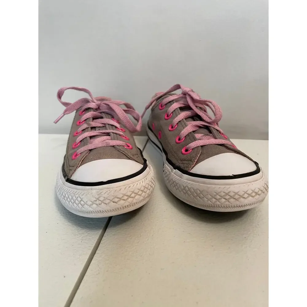Converse All Star Chuck Taylor’s girls 12.5 Double Tongue OX Grey Pink‎ low top